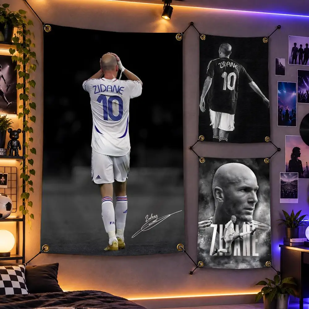 Football Zinedine Zidane Legend Icon Flags Personalized Flag Room Dorm Camping Picnic Garage Bar Indoor Outdoor Wall Decor