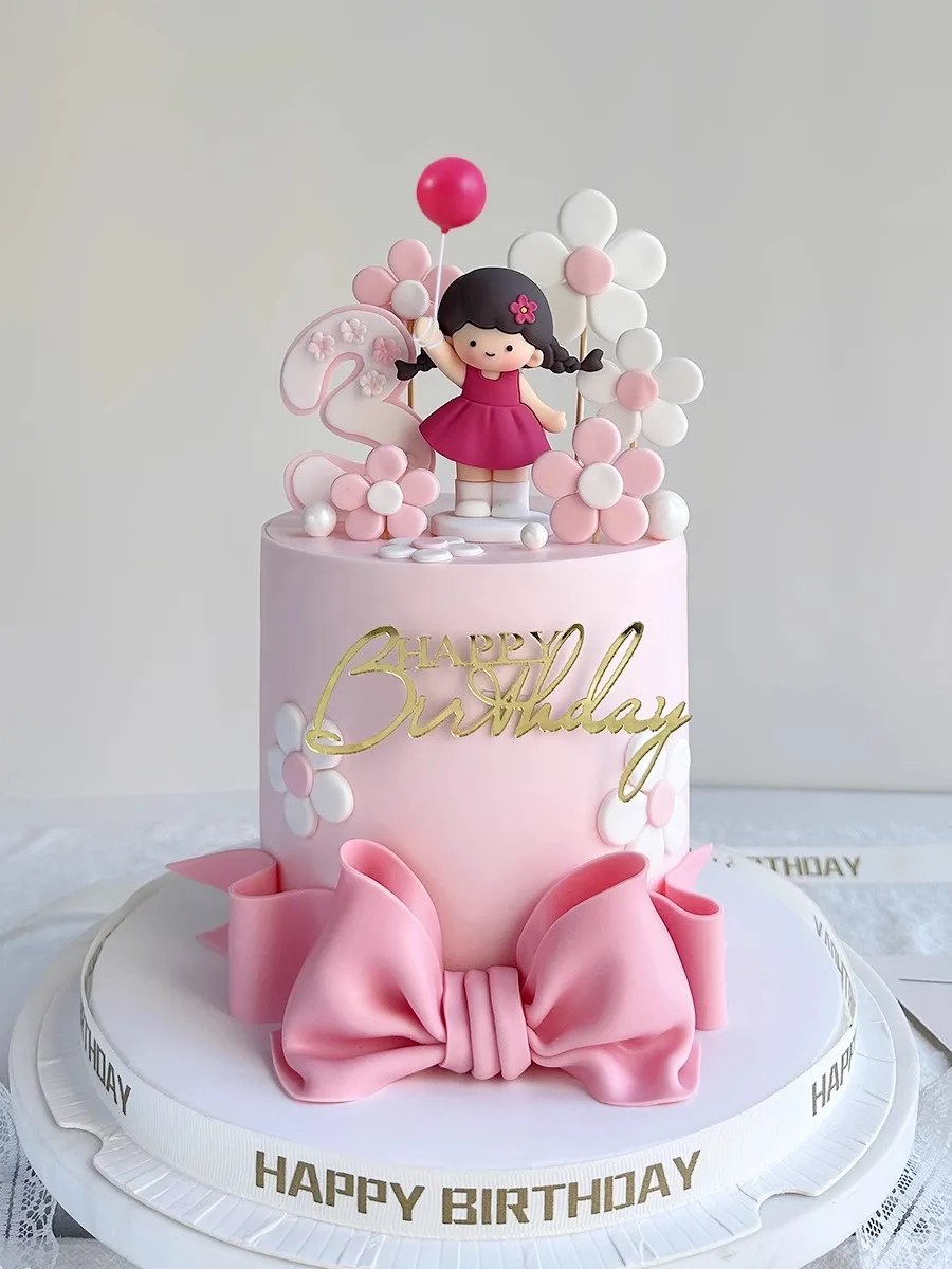 Nowe dekoracje na tort księżniczki Happy Birthday Cake Toppers dla dziewczynki 1st Years Old Birthday Baby Shower Party Decor Flower Gift Box — zdjęcie 3