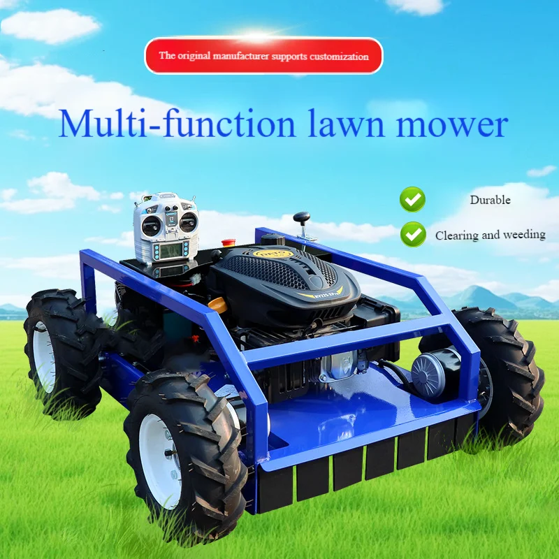 Compact Wheeled Lawn Mower, 4WD Automatic Grass Cutter for Orchard Lawn All-Terrain Trimming