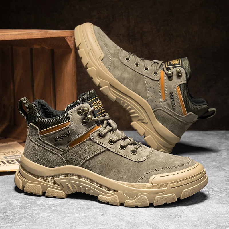

Men Tactical Boots Hiking Shoes Plus Size Boot Motorcycle Climbing Shoes Training Waterproof Outdoor Military Brand Ankle Casual
