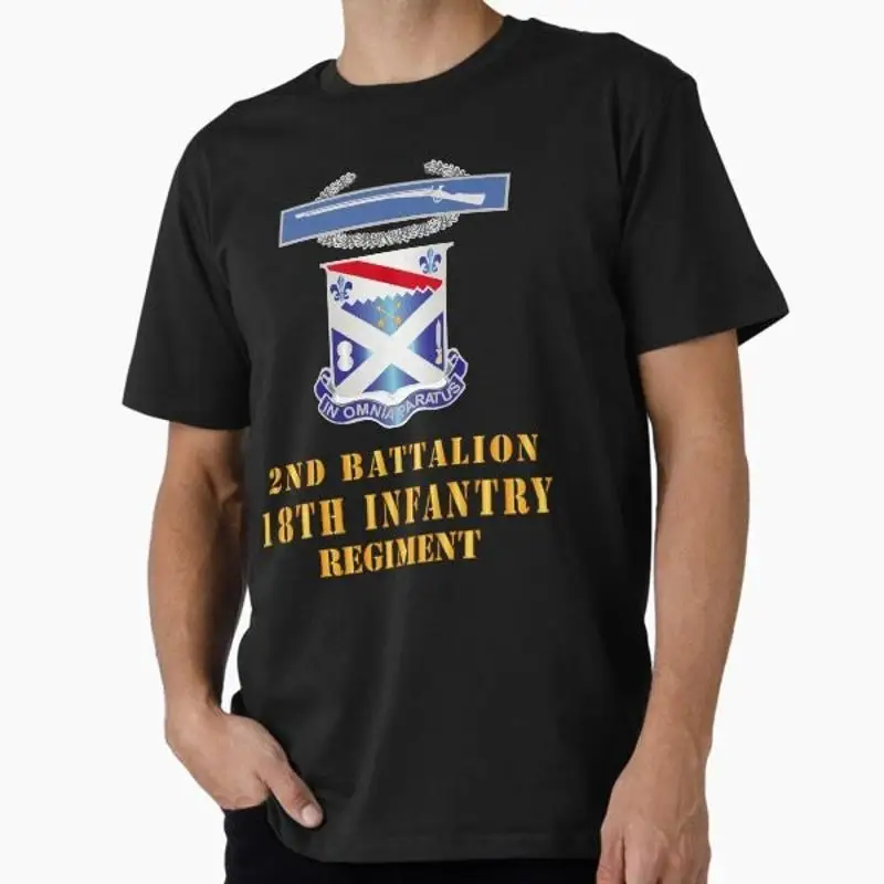 Camiseta del ejército 2nd Bn 18th Inf w DUI CIB hecha en EE. UU. AUS M 2XL