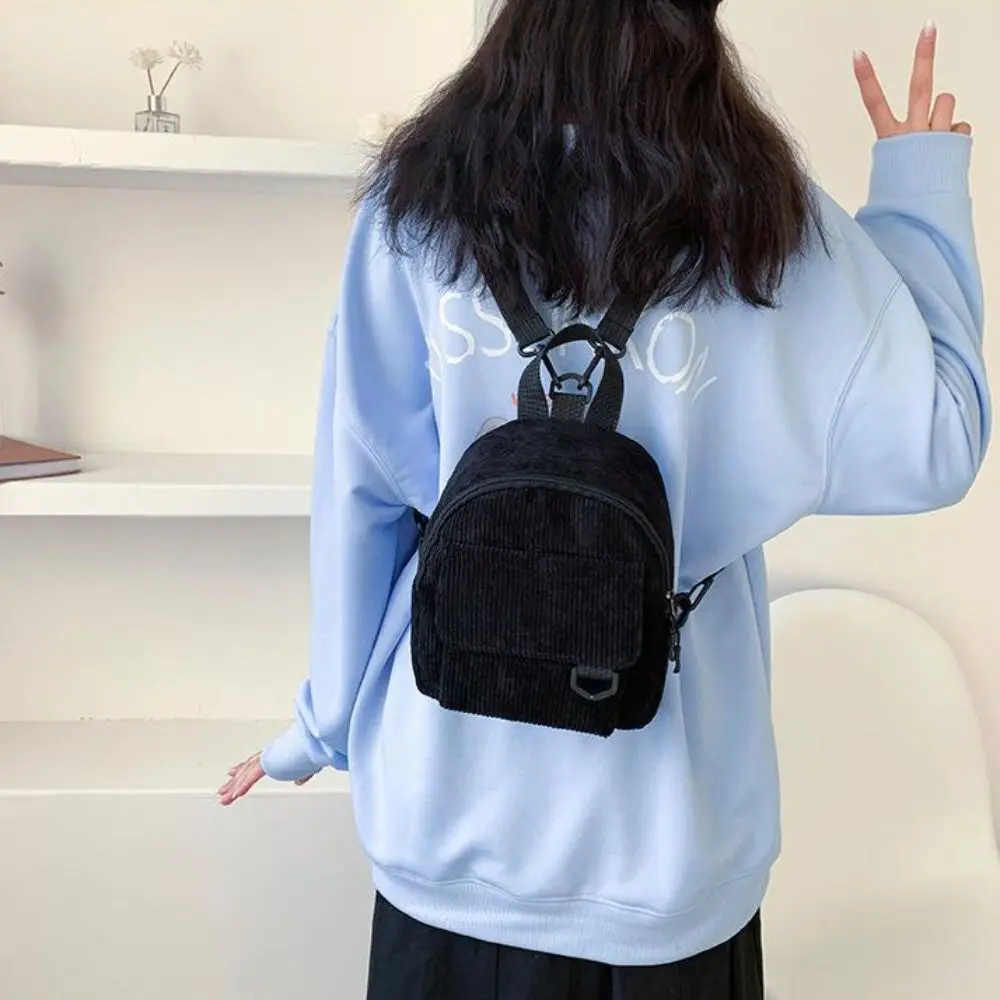 Petit Sac à Dos en Velours Solide à Rayures, Double Couche, Style Avocat, pour Téléphone, Assressentiavec Tout, pour l'École