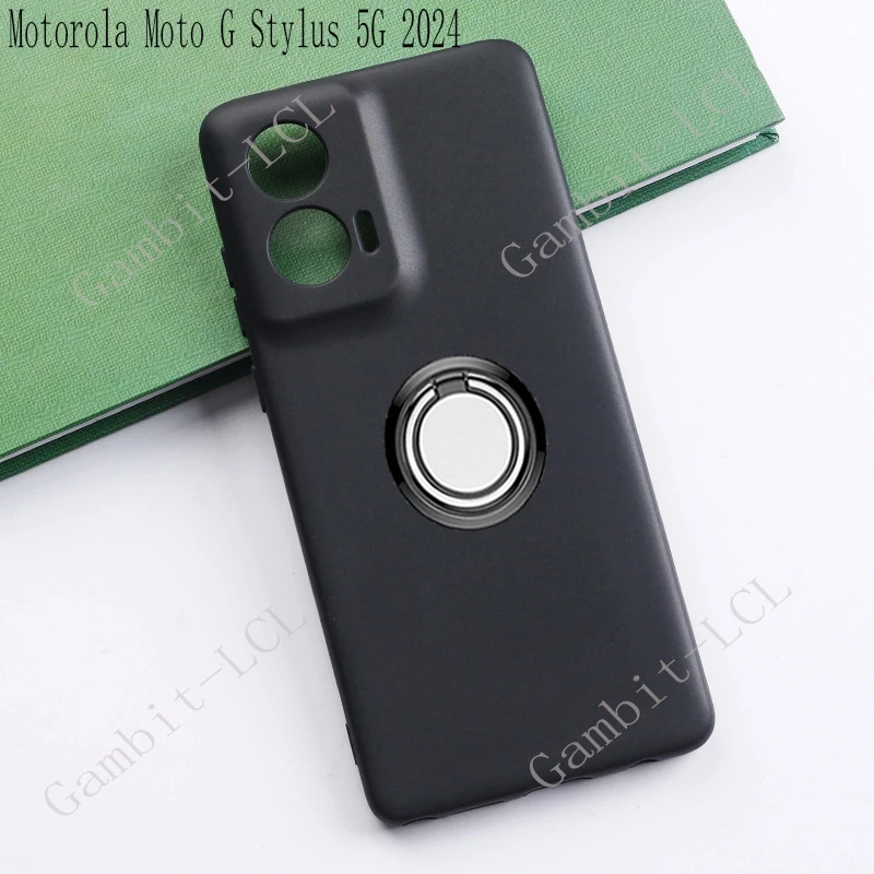 For Motorola Moto G Stylus 5G 2024 GStylus 6.7" Back Ring Holder Bracket Phone Case Smartphone TPU Soft Silicone Cover image 2