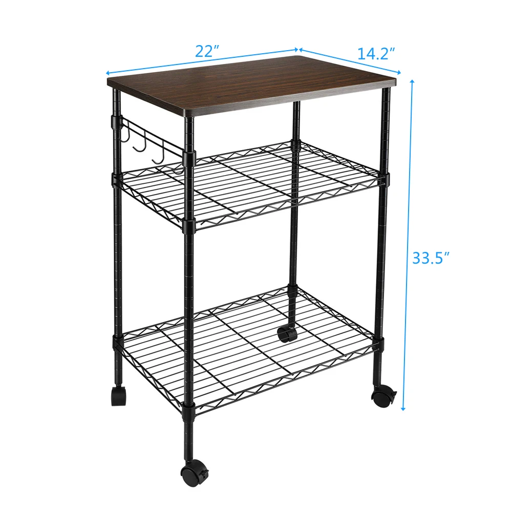 Carrito utilitario de cocina de 3 niveles