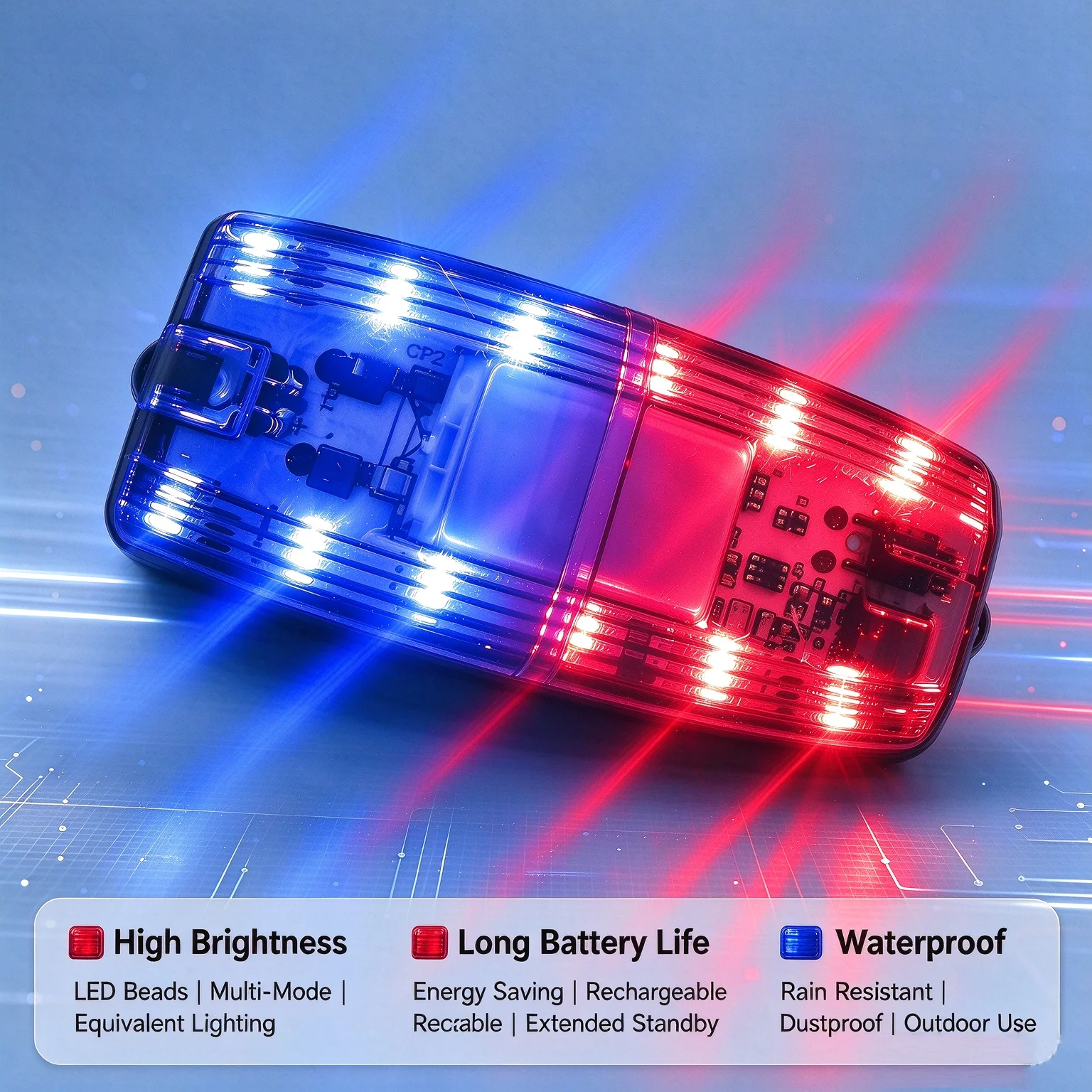 Red And Blue LED Warning Shoulder Clip Light for Environmental Sanitation Workers Safety Patrol Flashing Signal Strobe Lamp