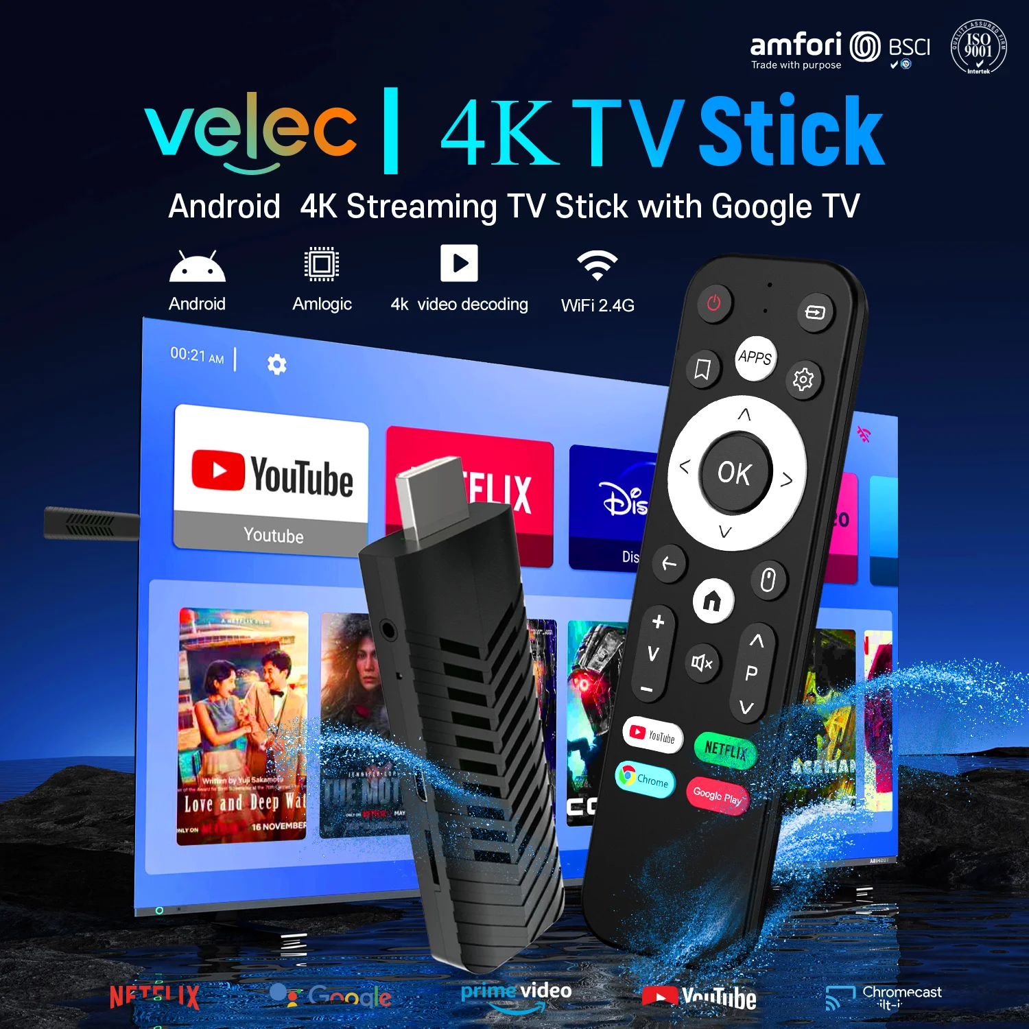 جهاز تلفزيون فك تشفير الفيديو Velec 4K 4K Android Smart TV Box مع دعم WiFi ثنائي النطاق لأجهزة Netflix وYouTube على أجهزة التلفاز الذكية عالية الدقة #3