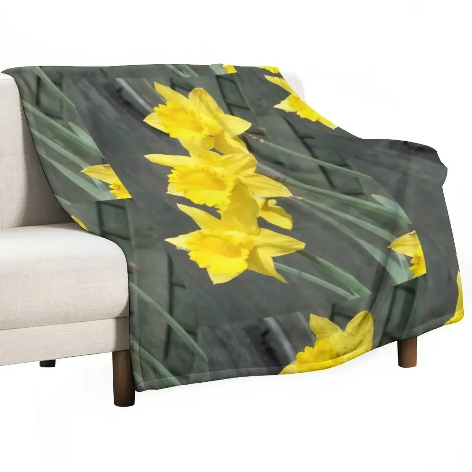 

Yellow Daffodils Throw Blanket Shaggy Furry Soft Blanket for Bedroom Living Room