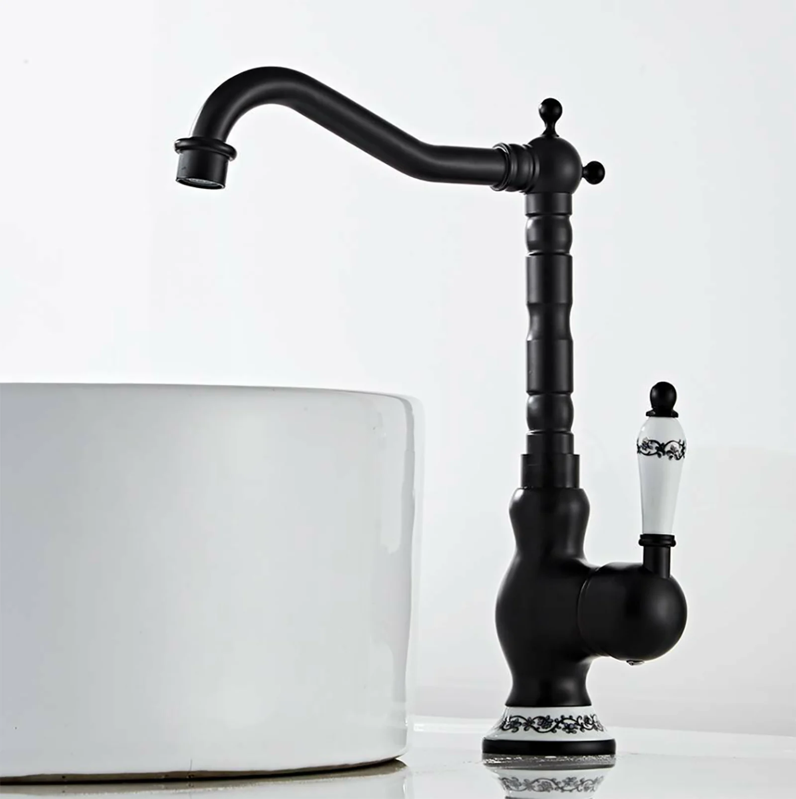 Tall Wash Basin Tap Black Single Lever Mixer Tap 3/8 Inch Bathroom Tap For Bathroom Kitchen 19cm 32cm 6cm