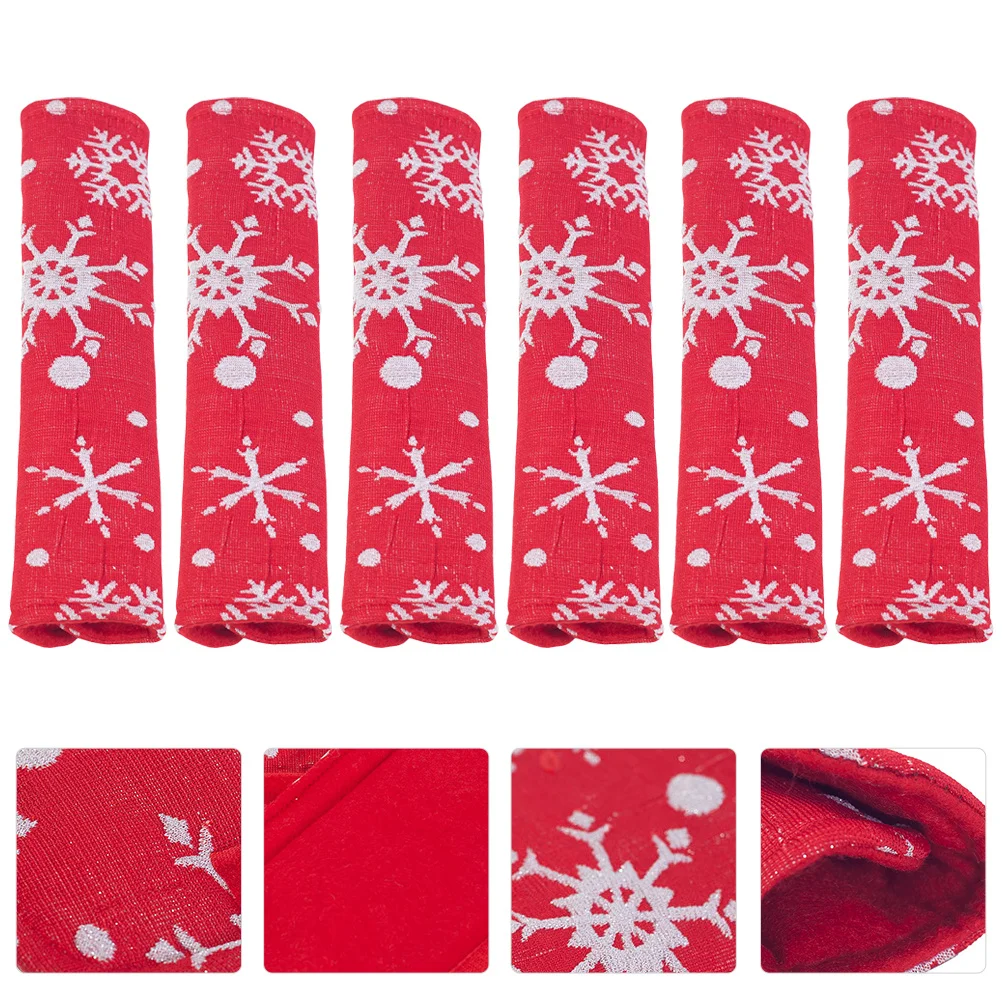 6Pcs Refrigerator Handle Covers Christmas Theme Elastic Soft Door Protector for Kitchen Appliance Wrapping Anti-Fingerprint