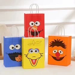 Decoración de fiesta de Barrio Sésamo, bolsas de regalo de fiesta de cumpleaños con temática de Elmo, suministros para Baby Shower, caja de juguetes para niños