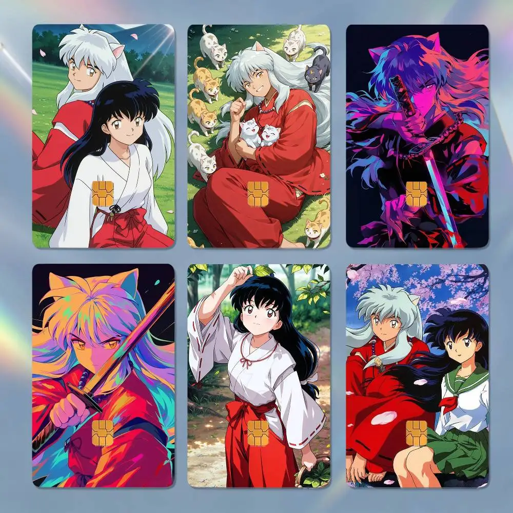 2026 Anime I-Inuyasha 4pcs 1Set Laser Holographic Sticker Skin Cover for Credit Bank Debit Card