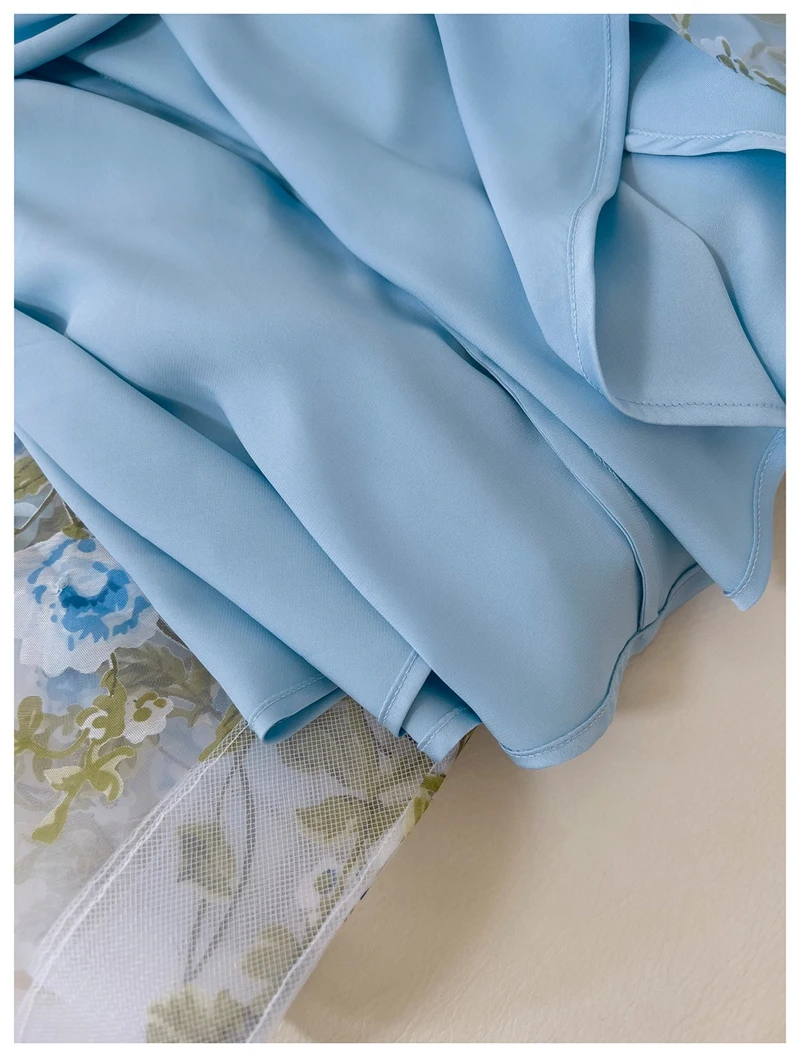 Ele blauwe strapl tule prinses baljurk met 3D bloemversiering faionable a-lijn rok lange avond Dr