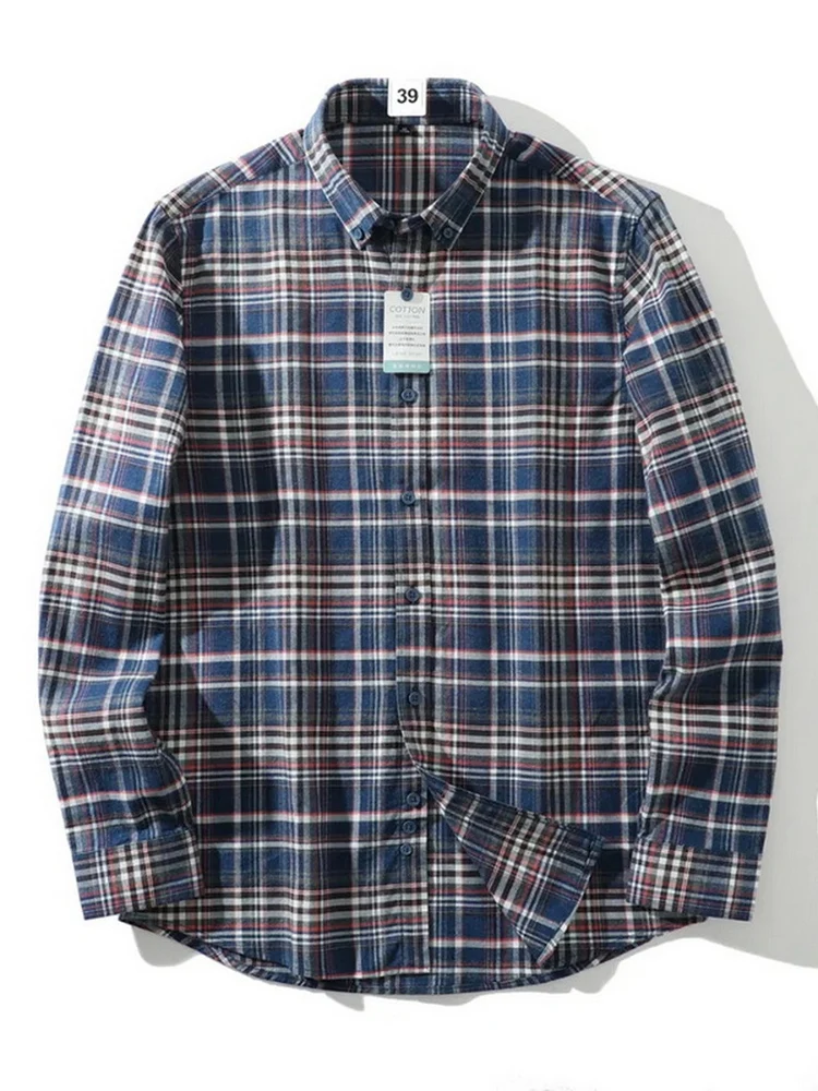 

Autumn New Sle Men's Casual Cotton irt Plaid Loose Fit Long Sve Breathable Comfortable Flannel Outerwear