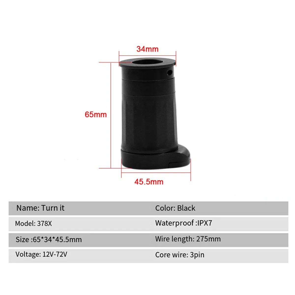 378X Half Twist Throttle Waterproof Connector Electric Bike Throttle Handle EBike PartJADD