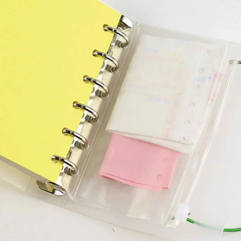 New PVC Loose Leaf Notebook Binder Pockets Set Transparent Documents Holder File Organizer Zipper Binder Pouches for Notebook