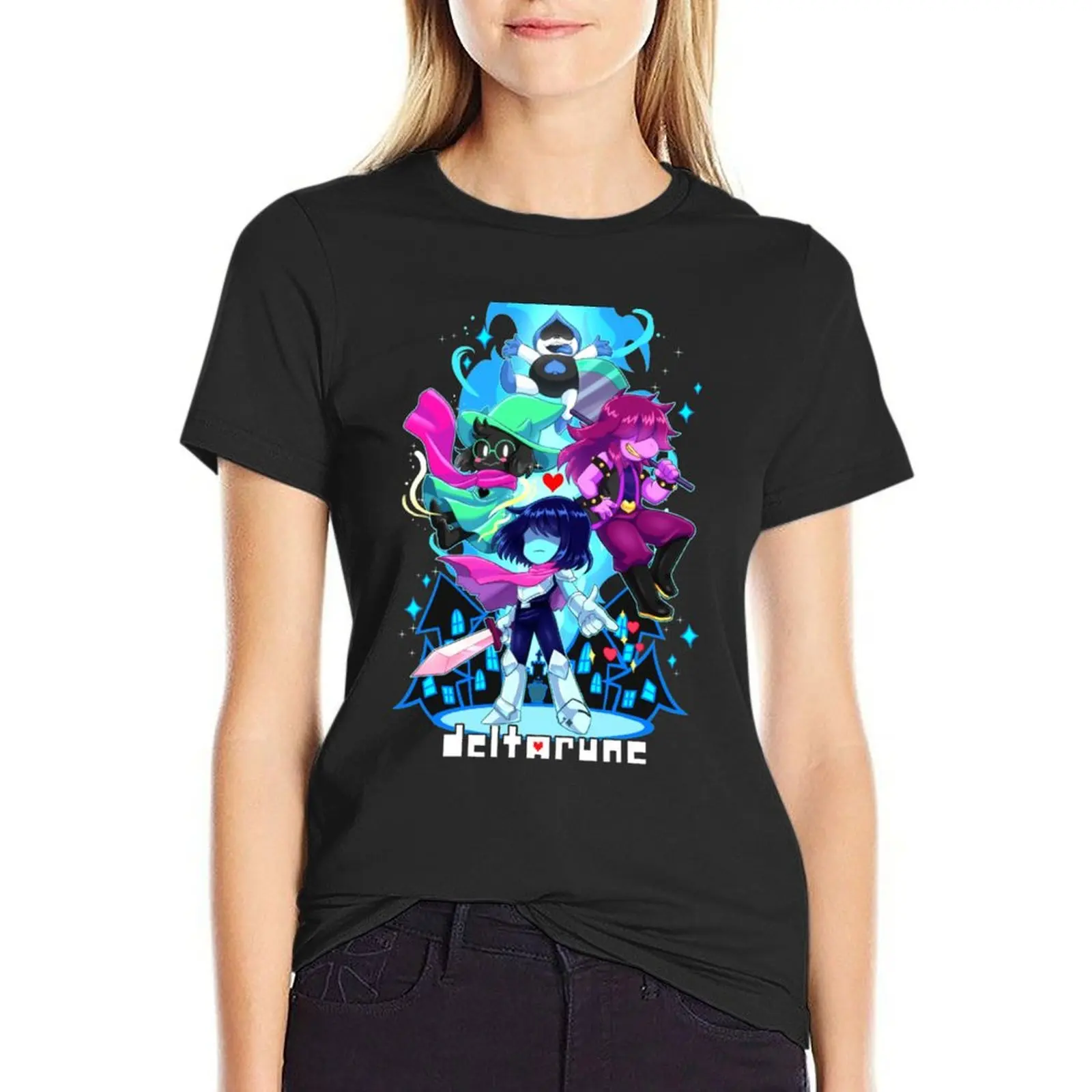 

Женская длинная футболка Love Delta Rune, блестящая блузка, одежда в эстетике
