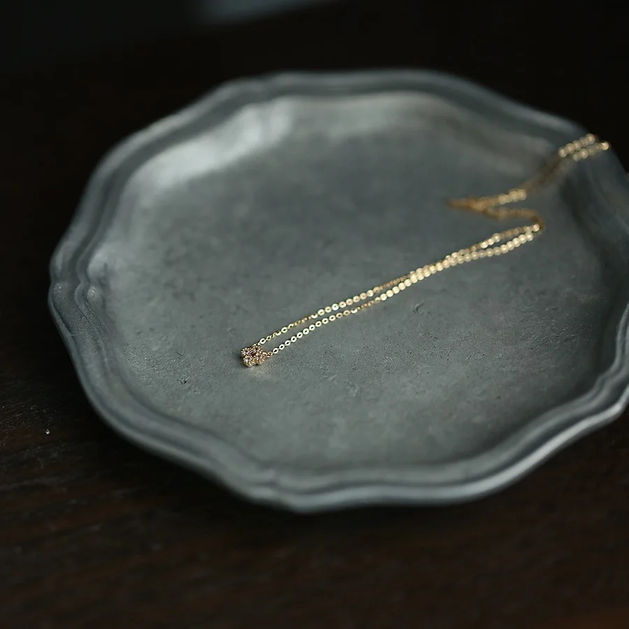 925 فضة مطلي 14K الذهب البسيطة الزركون زهرة قلادة قلادة للنساء الفتيات هدايا مجوهرات الأزياء #5