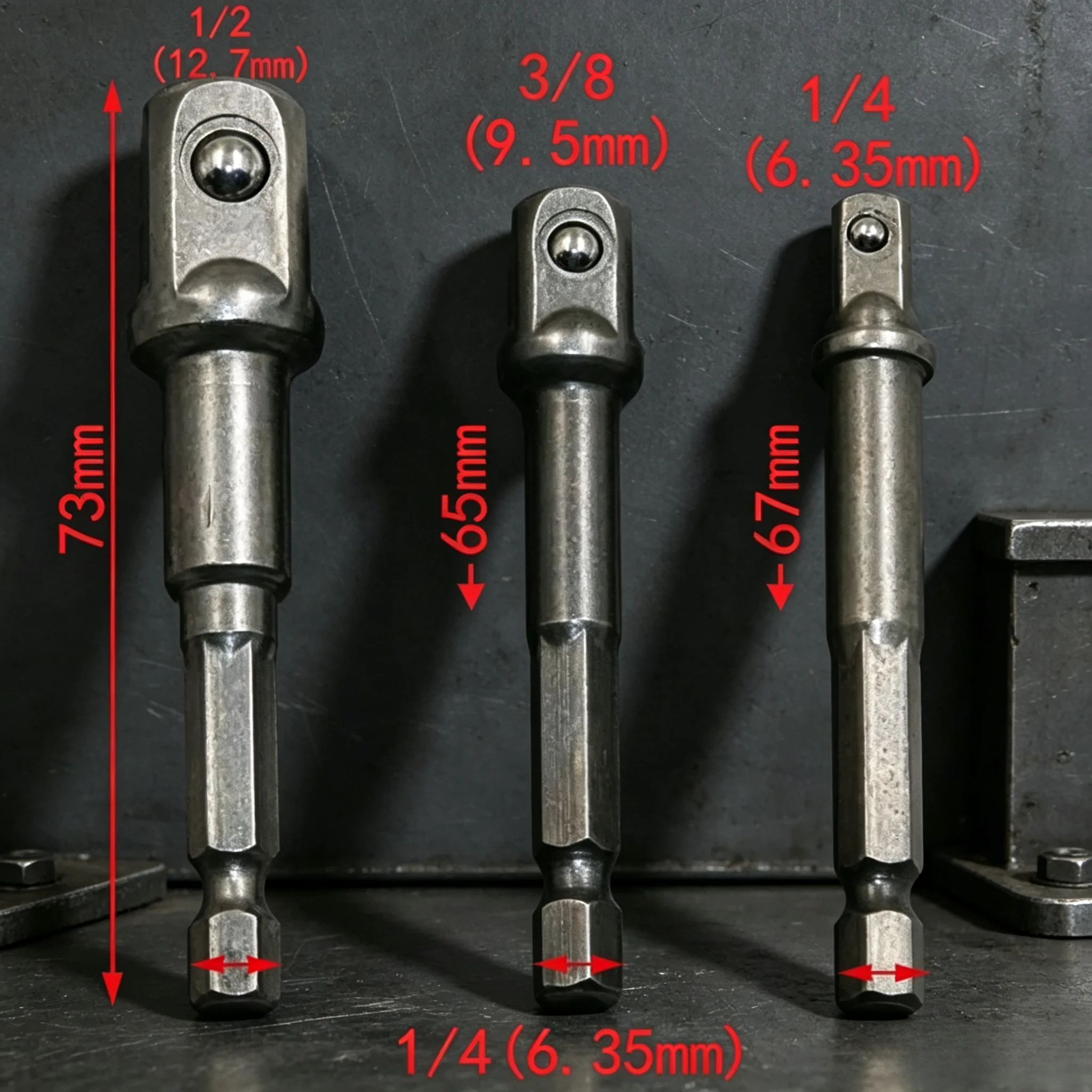 Hex Shank Socket Adapter Set 1/4
