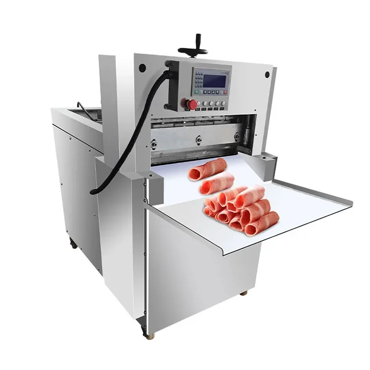 Stainless Steel Lamb Meat Roll Bacon Slicer Cut Frozen Meat Slicing Machine Pig Lamb Pork Mutton Beef Meat Roll Slicing Machine