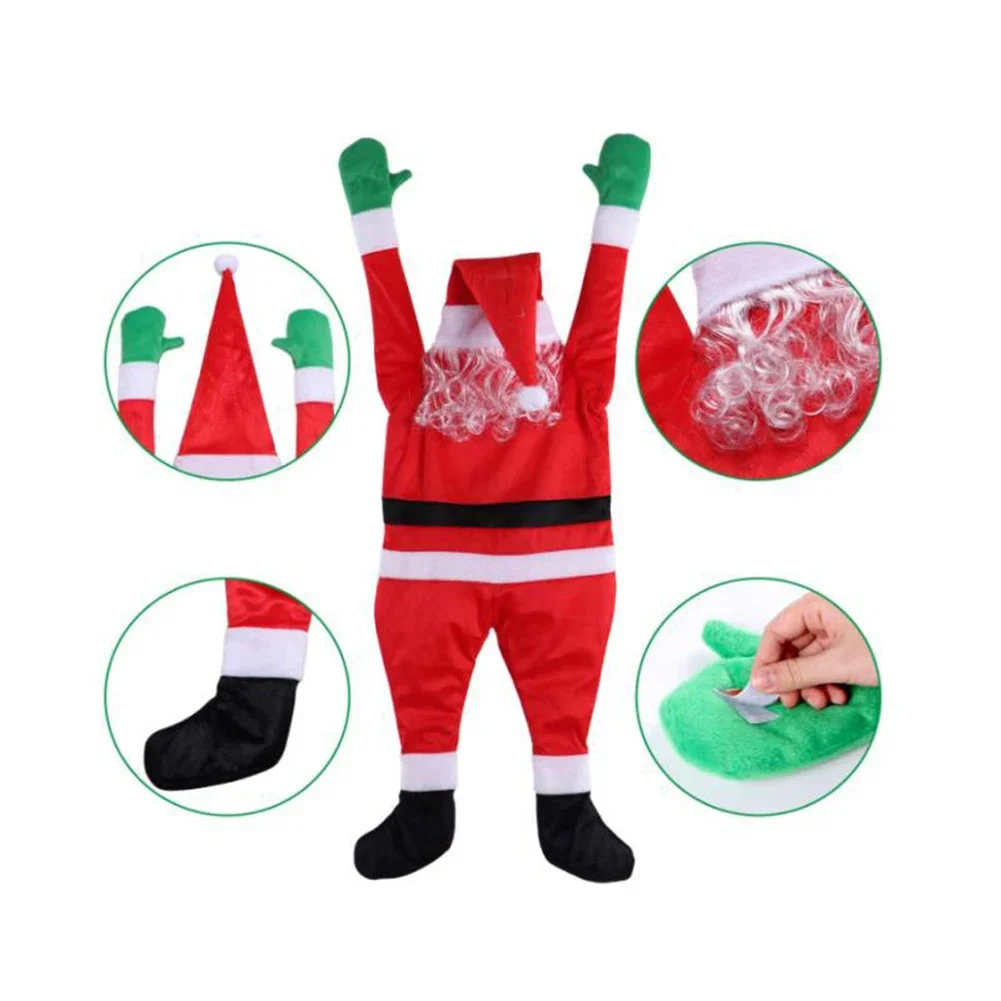 Christmas Hanging Santa Claus Ornament Multifunctional Hanging Santa Claus Costume Festival Theme for Porch Door Yard Xmas Decor