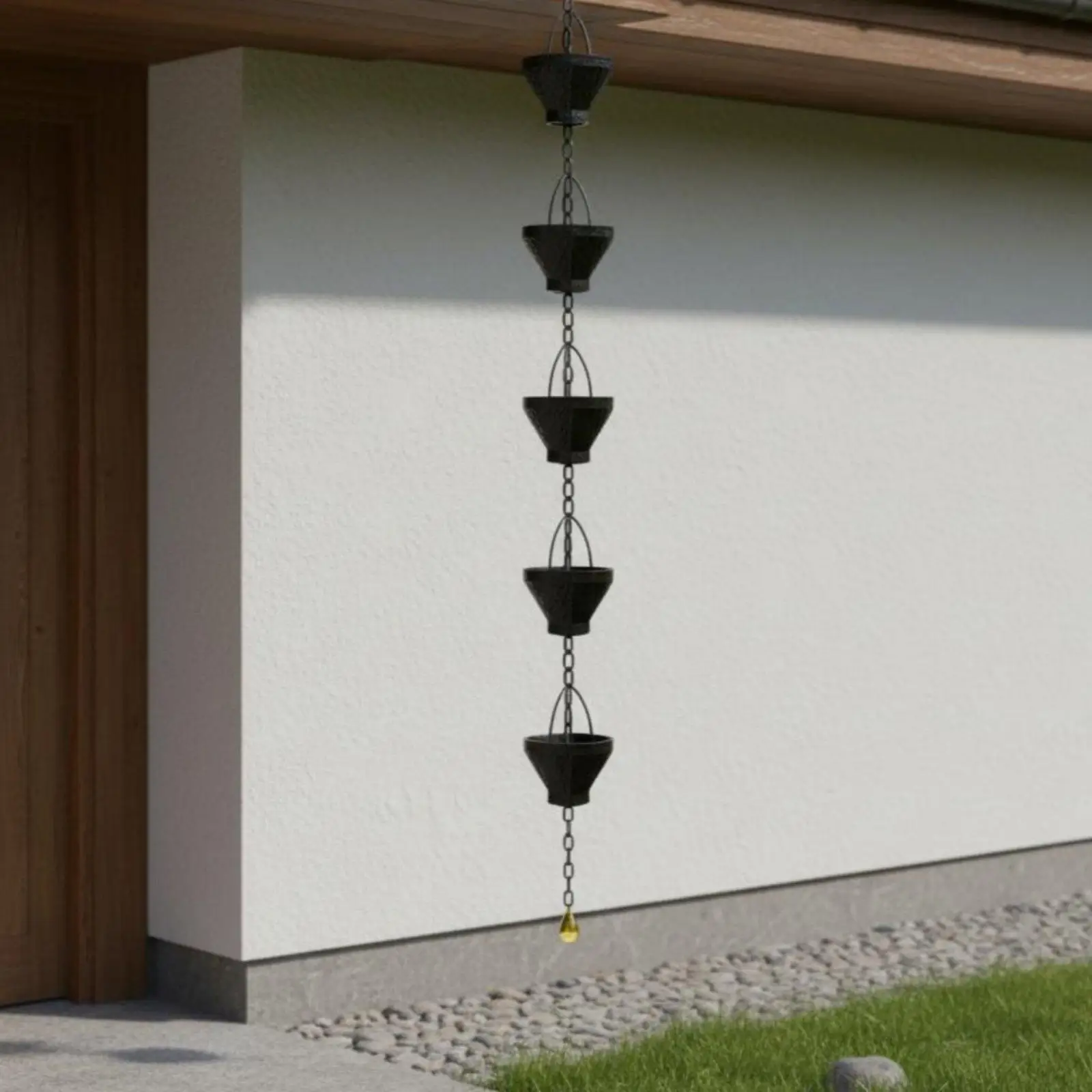 Rain Chain Outdoor Decor Iron Bell Cups for Gutter Downspout Alternative Garden Patio Eave Accent