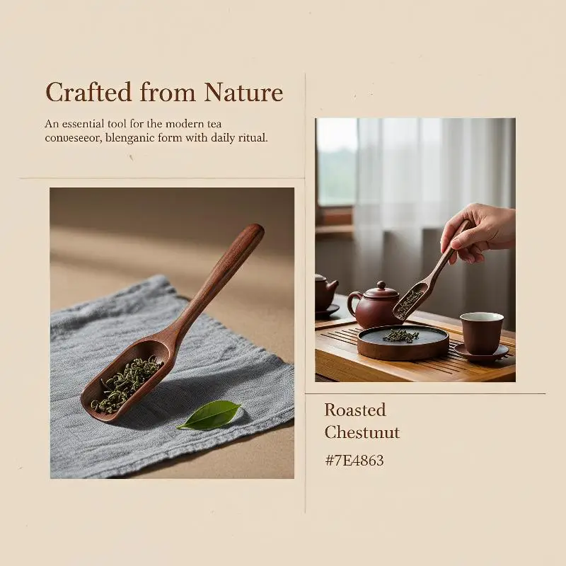 1Pcs Vintage Ebony Tea Spoon Solid Wood Handle Teaspoon Natural Tea Shovel Tea Ceremony Accessories Teaspoon Gift Portable