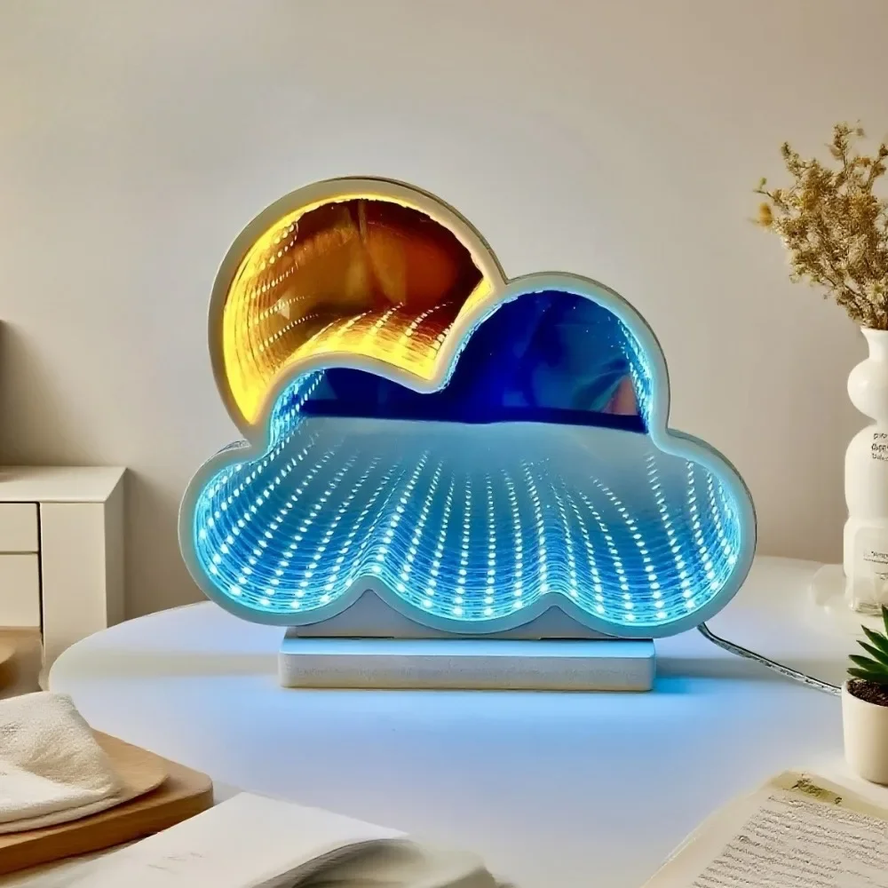 3D Infinity Mirror LED Sign USB Powered with On/Off Switch -Ambience Lamp for Party Bedroom Living Room Home Decor Creative Gift
