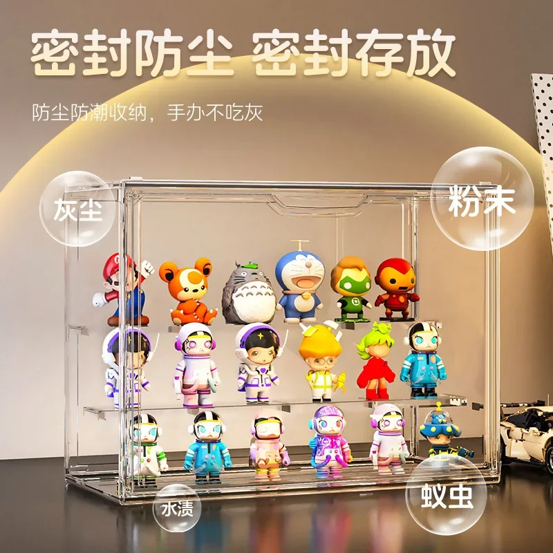 Blind box display stand, Pop Mart doll transparent display cabinet, figurine storage dustproof acrylic display box