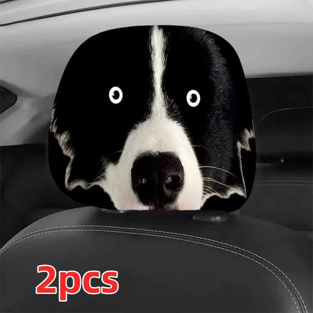 Cartoon Car Headrest Covers Exaggerated Funny Face Expressions Car Pillowcase Cool Decorations Stain-Proof Oil-Proof