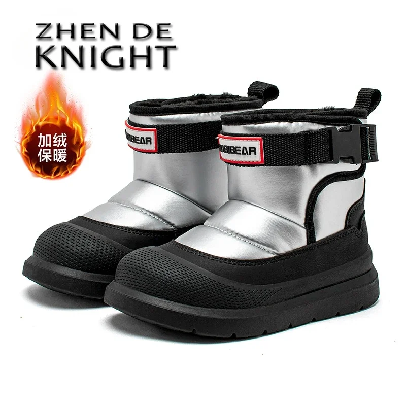 Children Snow Boots Boys 6-10 Years for Toddlers Winter Warm FUR Shoes, Plush Fashion Platsform Short Booties