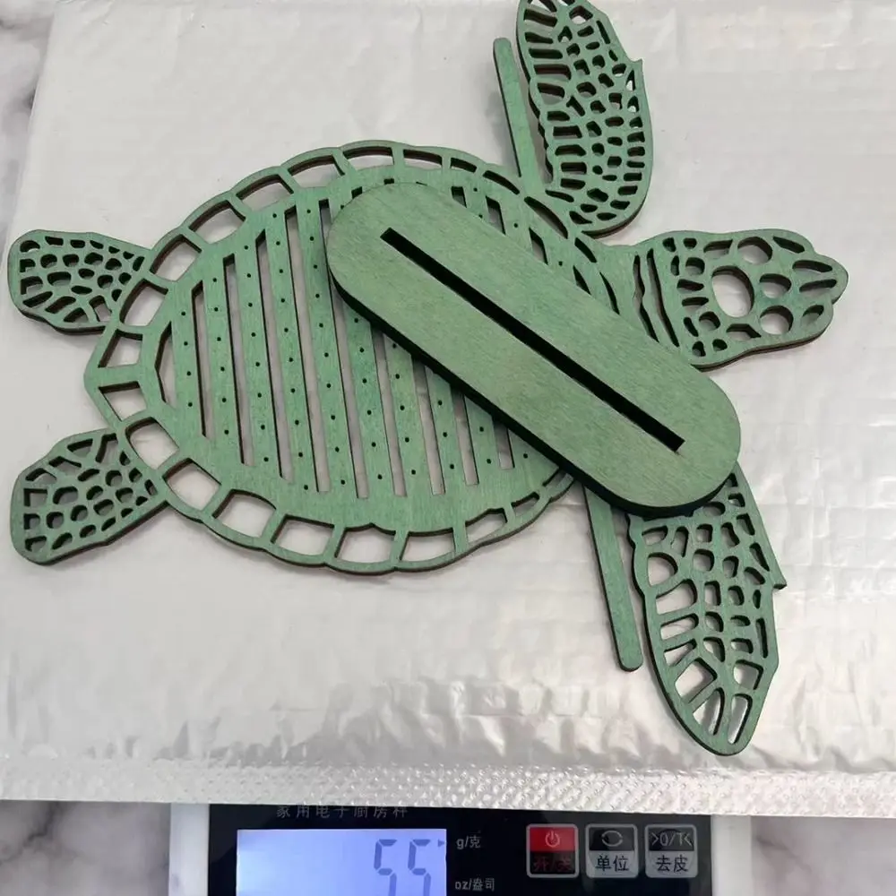 منظم مجوهرات لطيف فريد من نوعه بتصميم سلحفاة خشبية لعرض القرط والقلائد ديكور المنزل