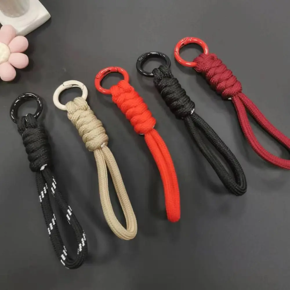 Colorful Braided Woven Keychain Anti Loss Hanging Rope Keyring Mobile Phone Accessories