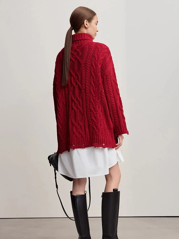 Amii Turtleneck Sweaters For Woman 2025 Winter New Warm Retro Long Sleeves Sweater Loose Pullover Knitting Women's Top 12544155