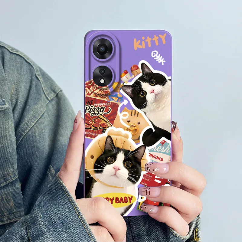 For OPPO A78 5G / A1X 5G Phone Case CPH2483 CPH2495 Cover Silicone Sweet Painted Shell Cartoon Funda Lovely Printed Casing Coque image 5