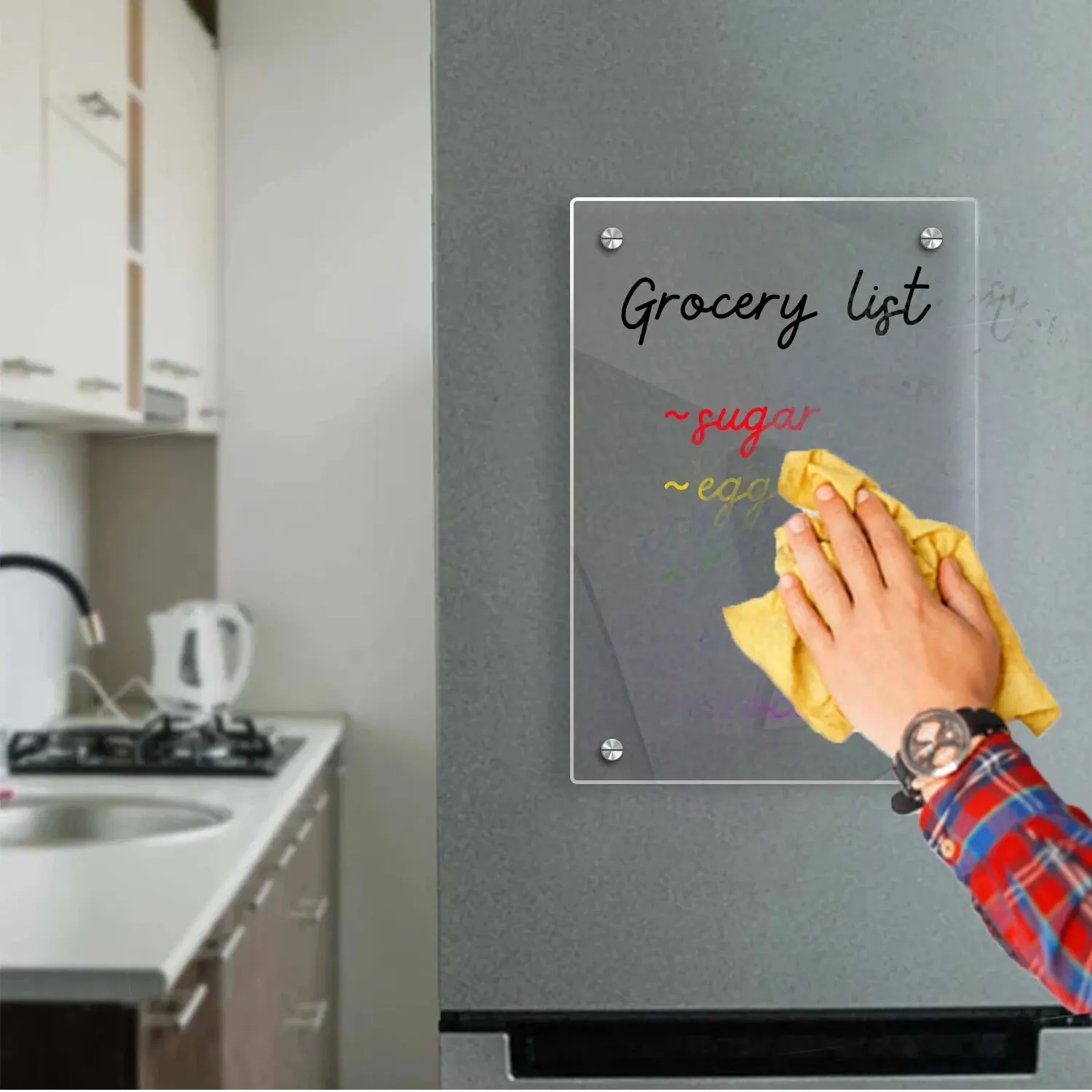 Magnetic Transparent Acrylic Week Plan Message Board Scratchable Magnetic Refrigerator Sticker