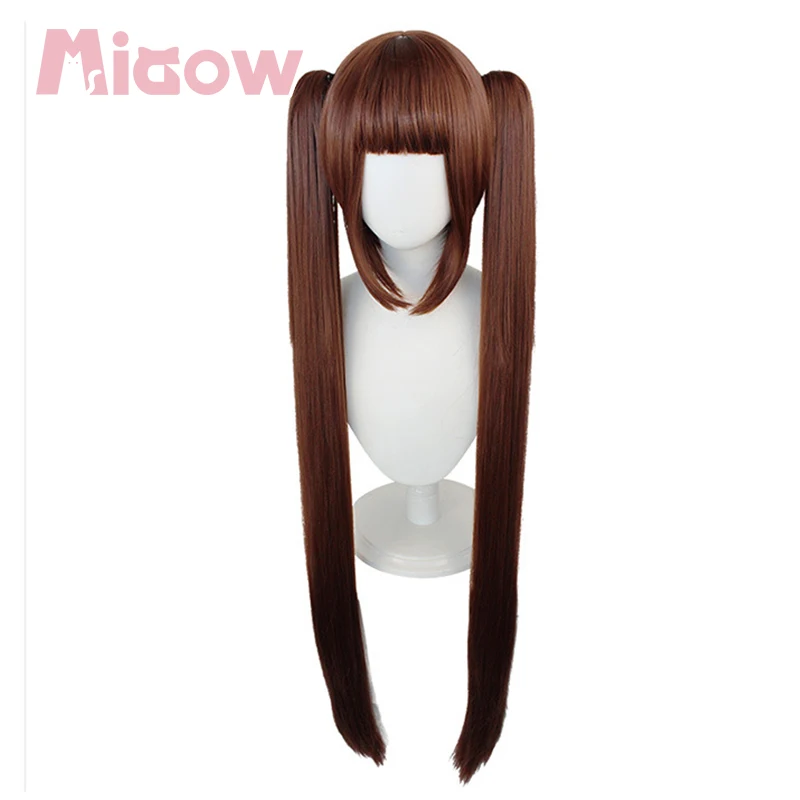 Anime’NEKOPARA‘ Chocola Cosplay Wig, Chocolate Brown Long Straight Twin Ponytails Heat Resistant Synthetic Wig