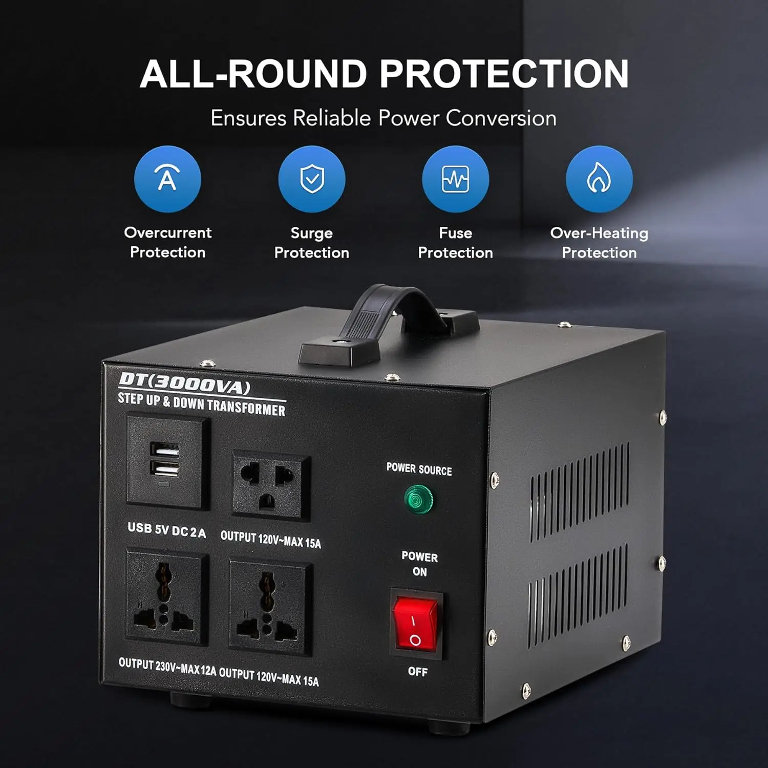 DT-3000VA 110V to 220V Step Up Down Power Transformer