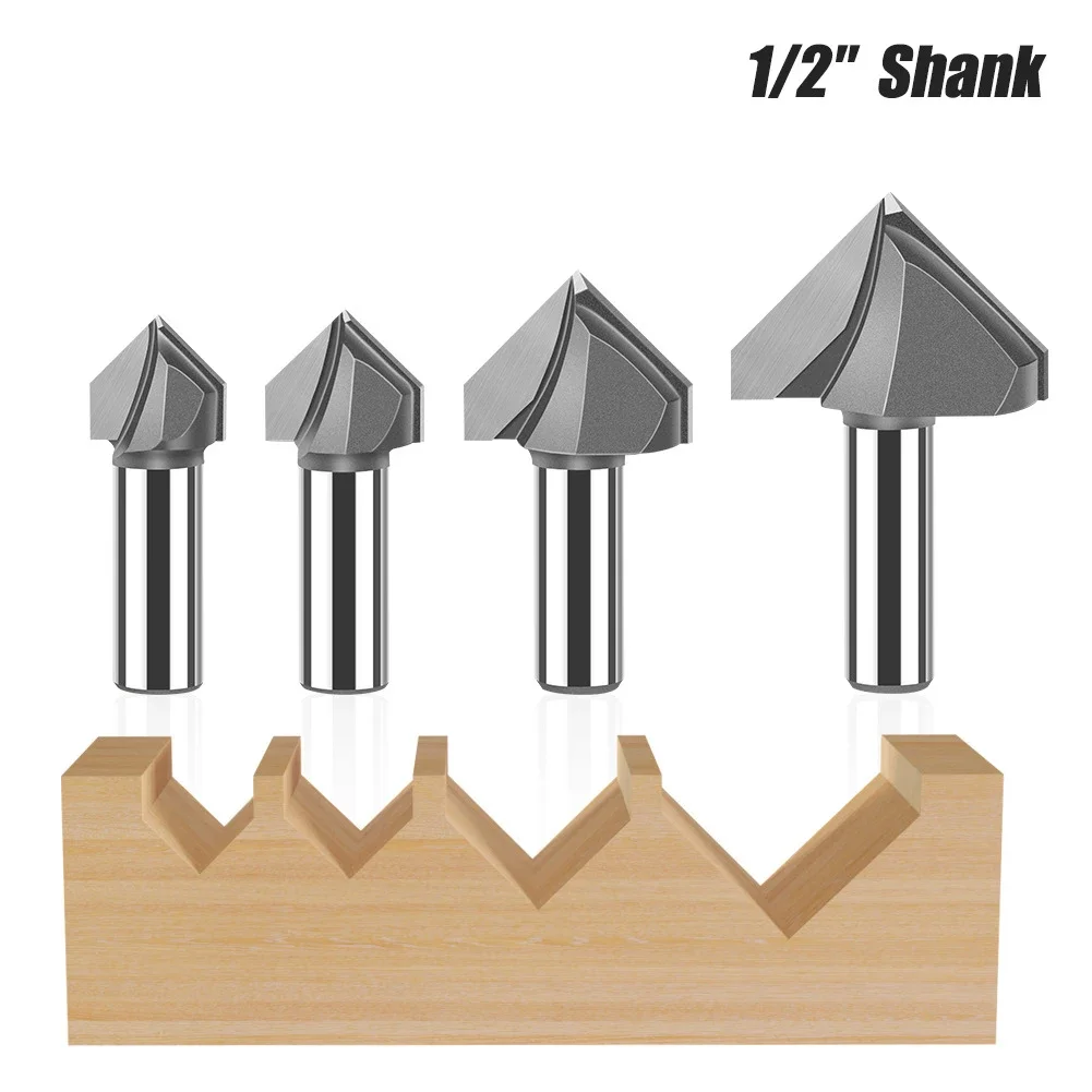 Woodworking Tool Diamond V Type MDF Router Bit PCD CNC Wood Milling Cutter Lathe Router Bits Trimming Machine Power Tools