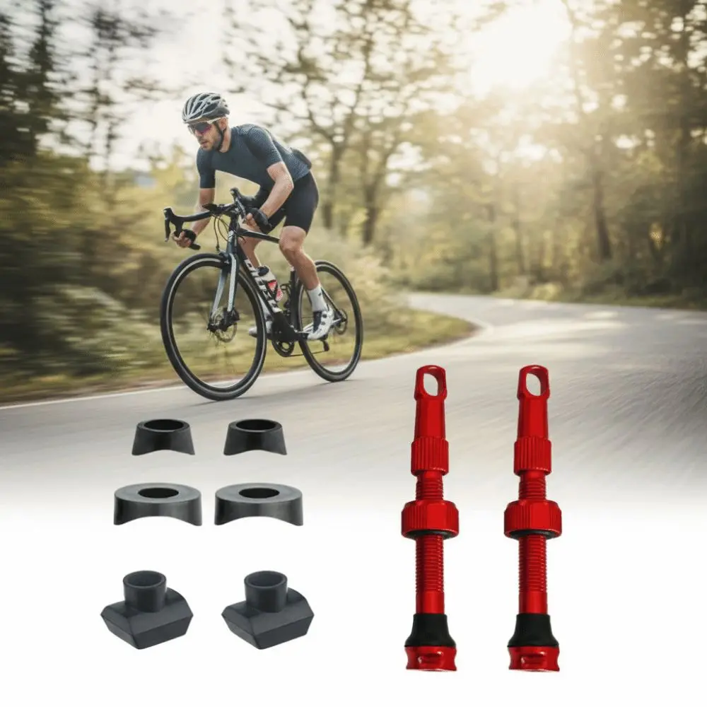 

1/8Pcs 40mm Bicycle Valve Set Aluminum Alloy with Wrench Cap Aluminum Alloy Valve Removal Tool Cap Valve Core