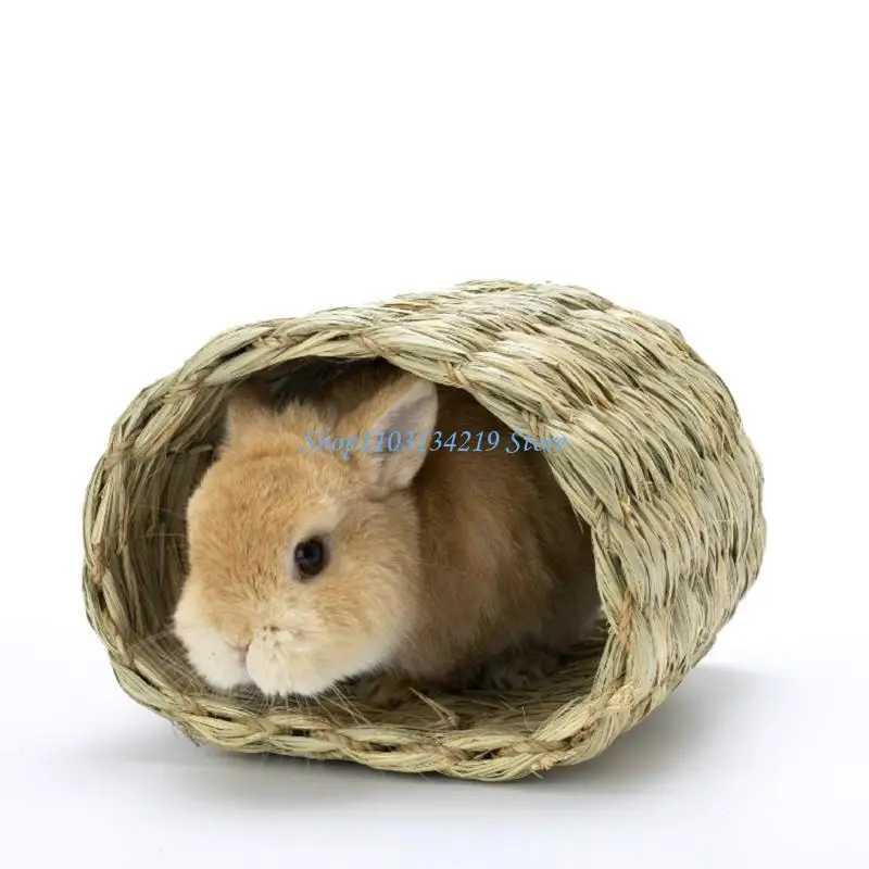 N5KC المنسوجة حيوان أليف سرير أرنب العشب منزل أرنب نفق نفق مضغ للعب ألعاب لهامستر ببغاء القنفذ غينيا خنزير الفئران