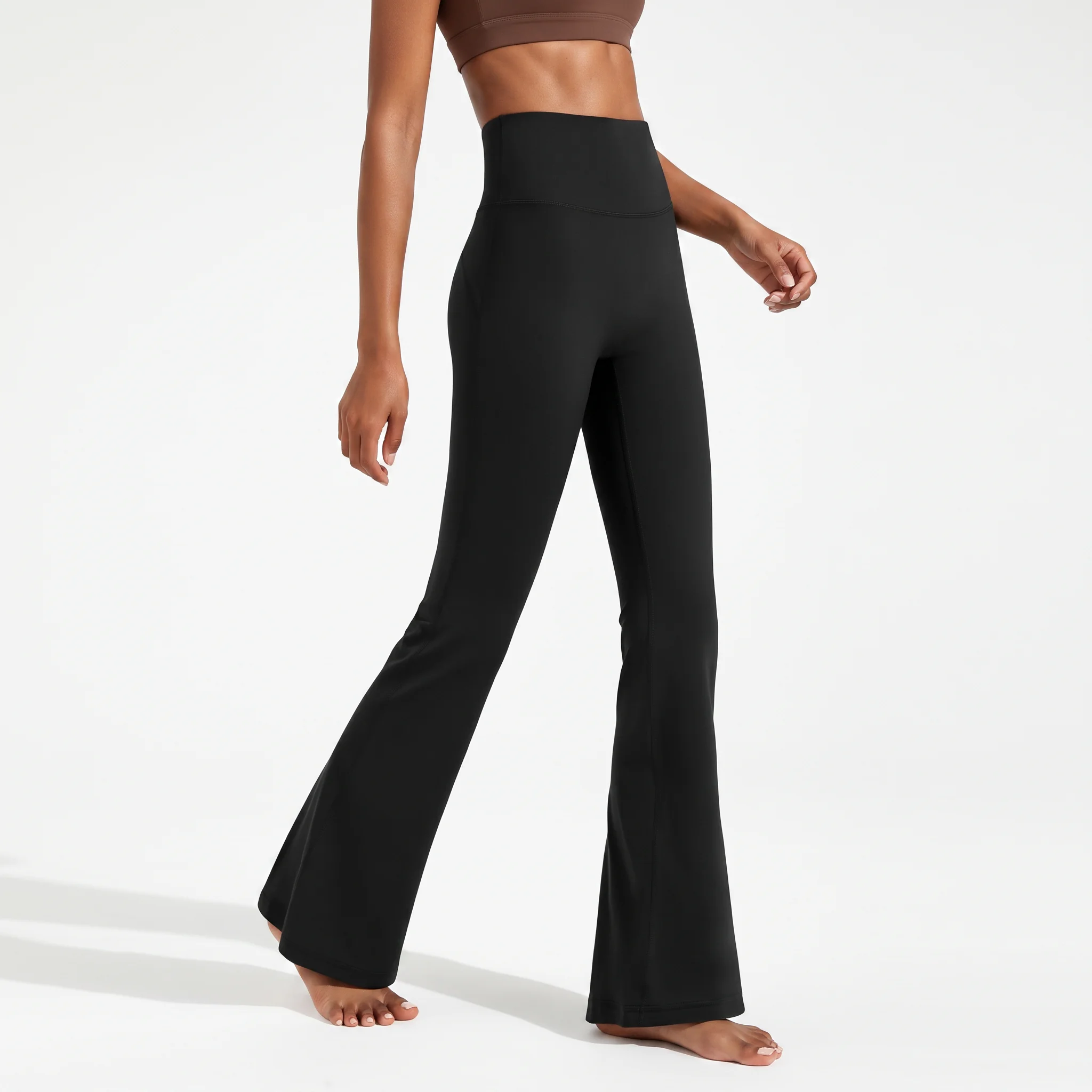 Damen High-Waist Po-Lifting Flared Yoga-Hose Sexy Sport-Tights Elastische Weite Bein Fitness Workout Yoga-Leggings – Detail 9