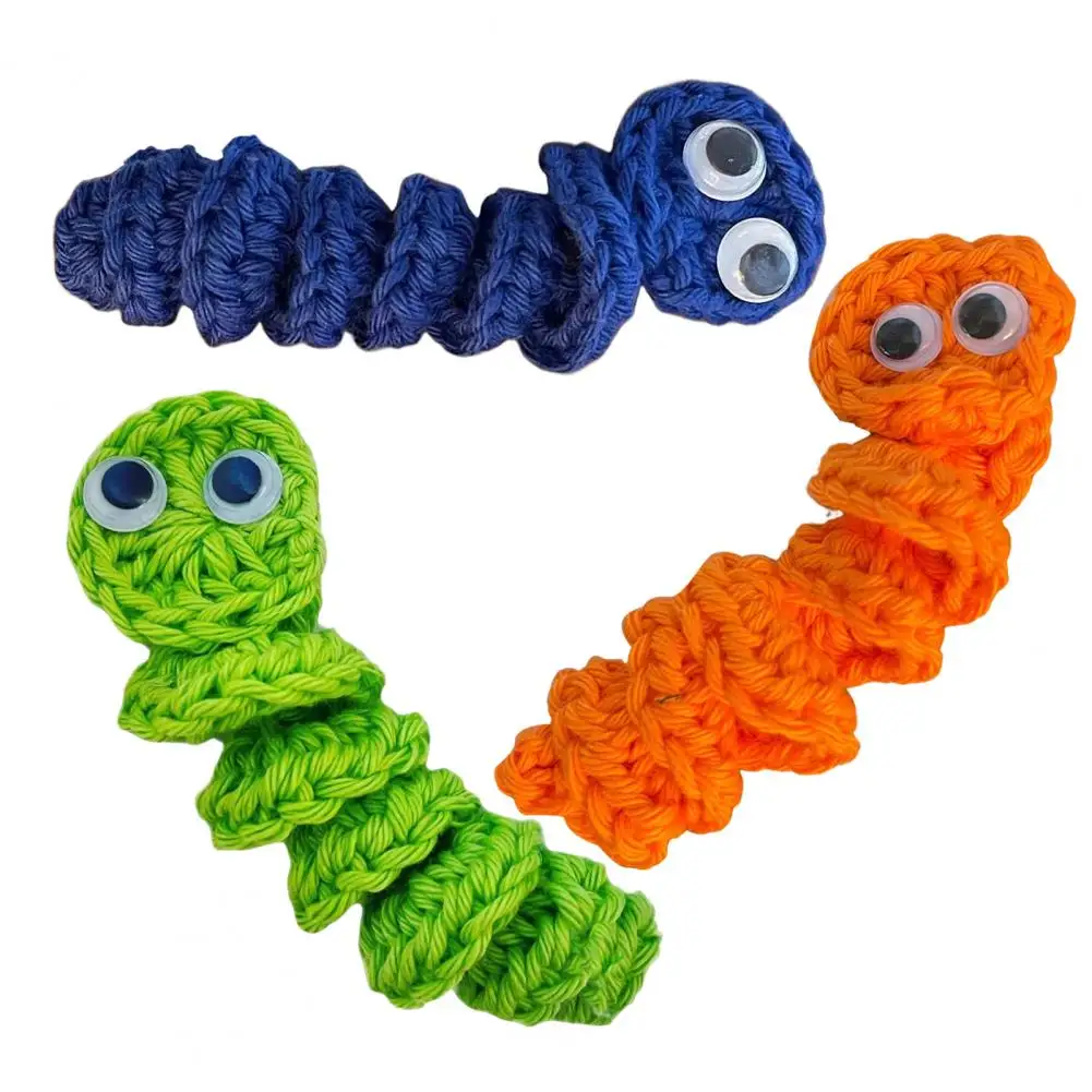 Cadeau Handgemaakte Gehaakte Wormpop Set Voor Emotionele Ondersteuning Stress Positieve Berichtkaart Cadeau Idee