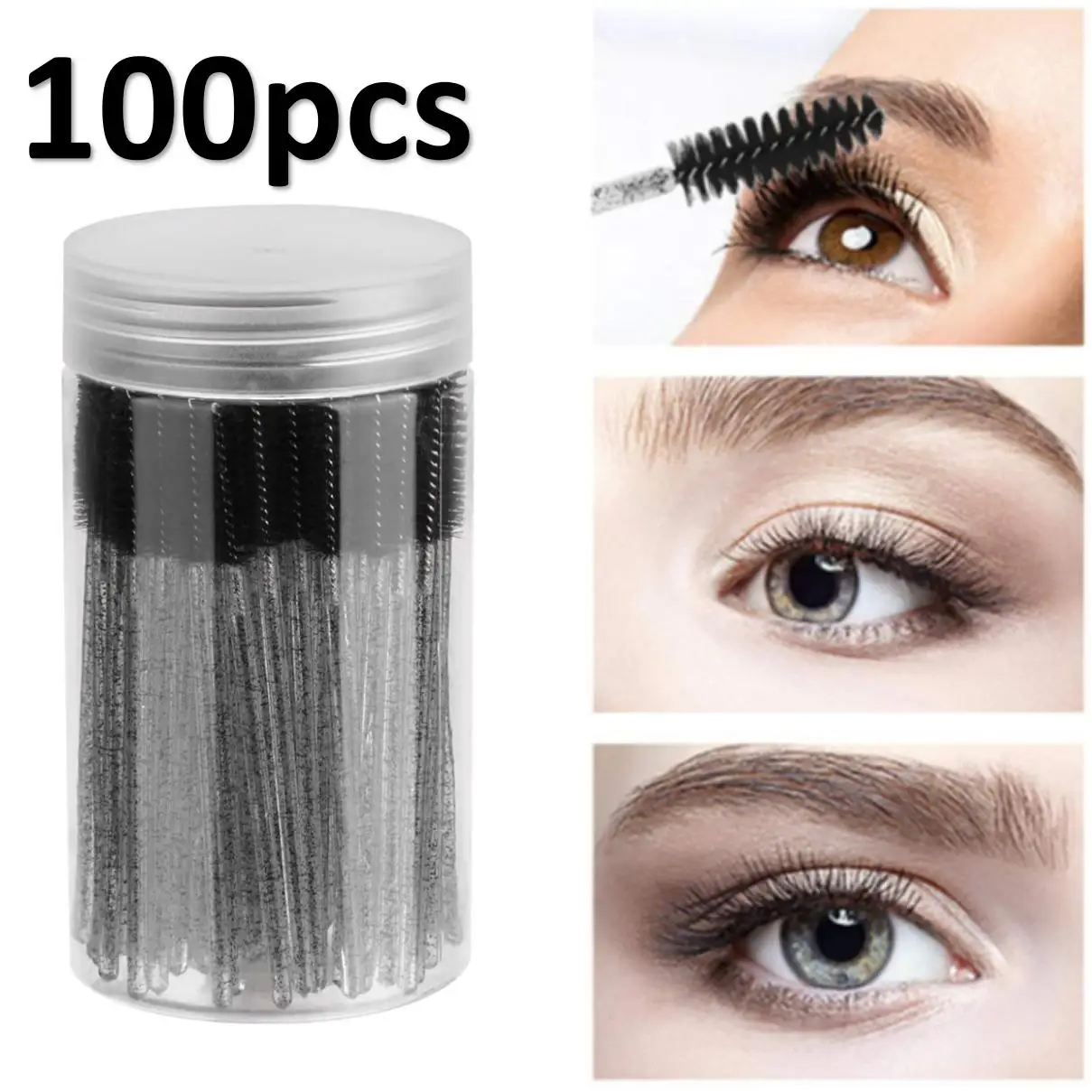 100 Pcs Disposable Eyelash Makeup Brush Crystal Handle Mascara Wands Applicator Stick Lashes Extension Supplies