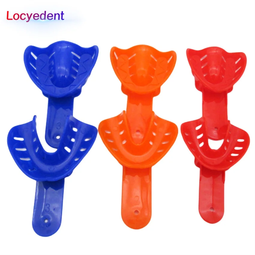 3 Pair 1Set Dental Impression Trays Colorful Plastic Disposable Dentistry Tray For Children Laboratory Tool