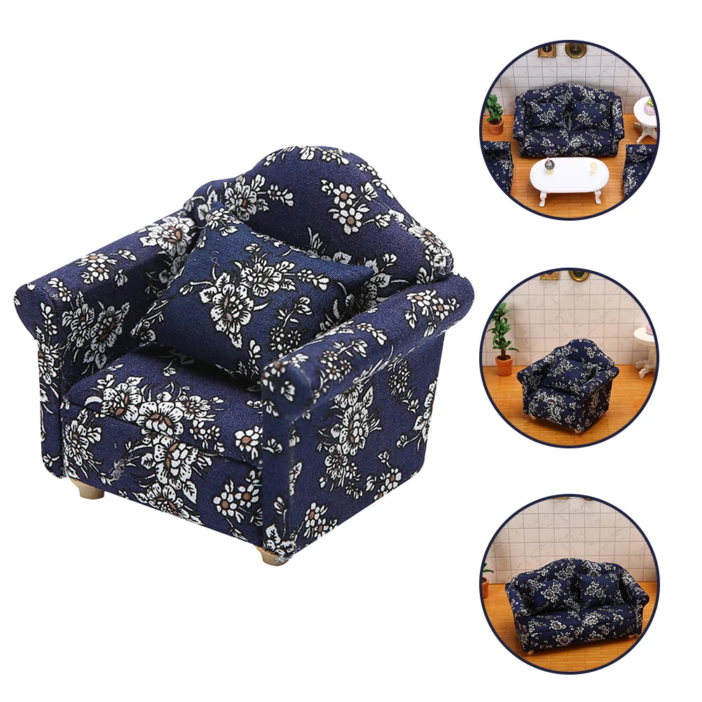 

Mini Sofa Decoration Toys Tiny House Small Furniture for Miniature Ornaments Fabric Wood