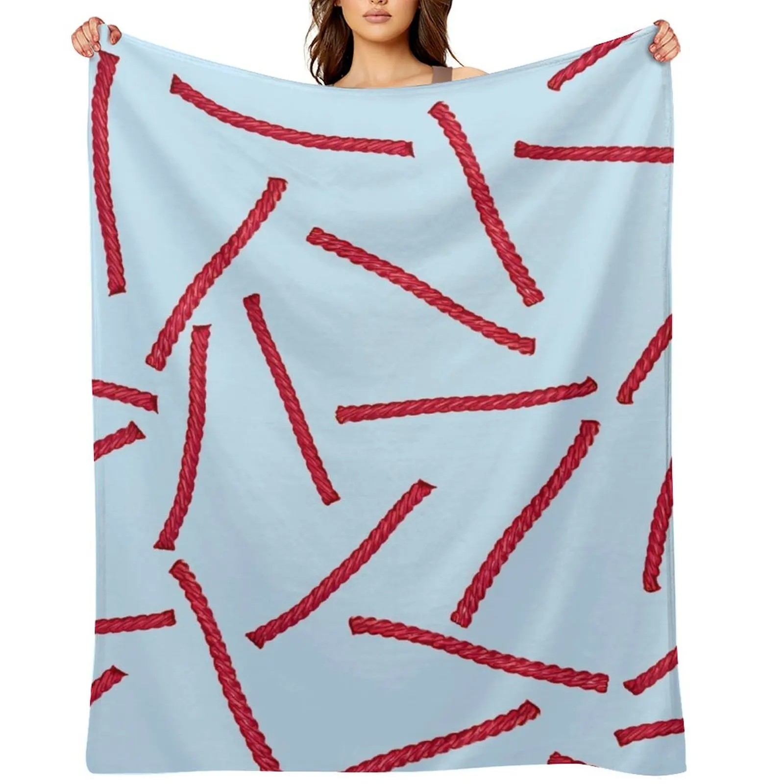 Manta térmica de color caramelo de regaliz rojo para viajes, cama térmica pesada, mantas de moda