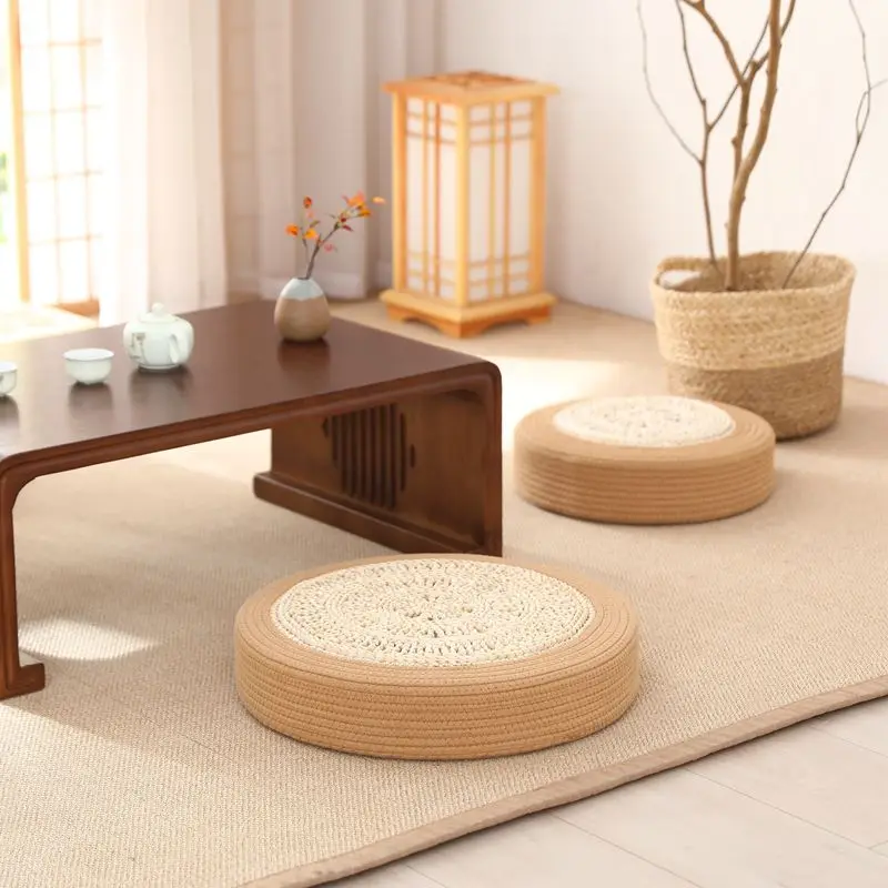 Linen Zabuton Cushion Tatami Floor Pouf for Meditation Zen Prayer Kneeler Natural Home Decor Non-Slip Floor Mat Pillow Multi-Use - Image 2