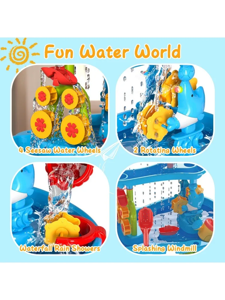 Children's sand and water table toddler water activity table rain shower game table toys