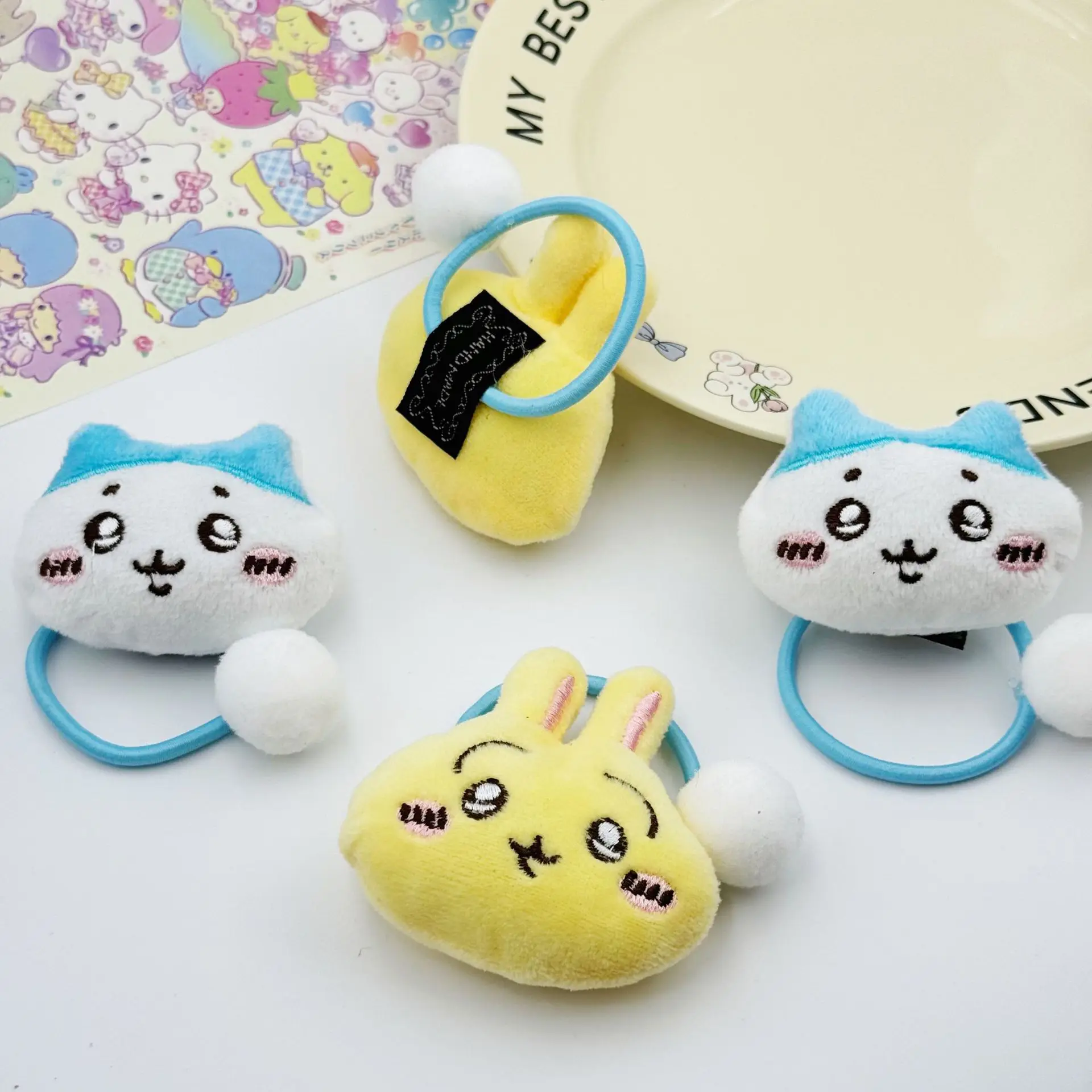 Miniso Japanese cartoon cute chiikawa plush hair rope sweet cute cute girl head rope new style giikawa hair circle