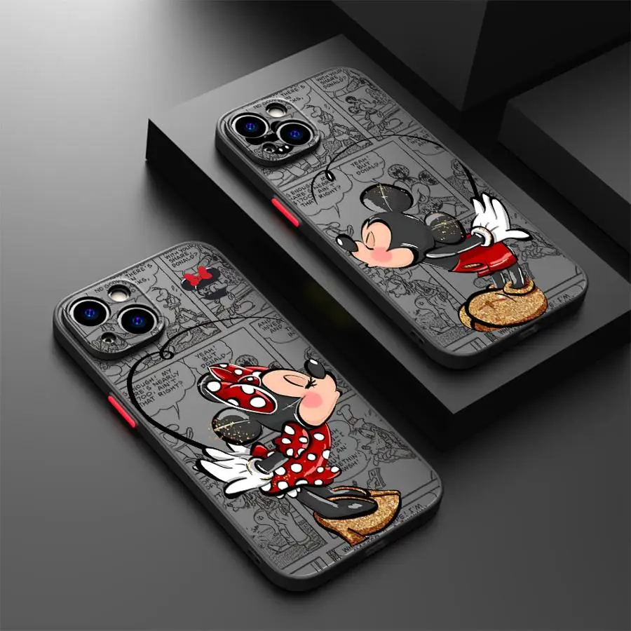 Love Disney Mickey Minnie Mouse Matte Case for Apple iPhone 16 Pro15 Pro Max 14 13 Mini 12 11 14 Plus 7 8 XR X XS Back Cover